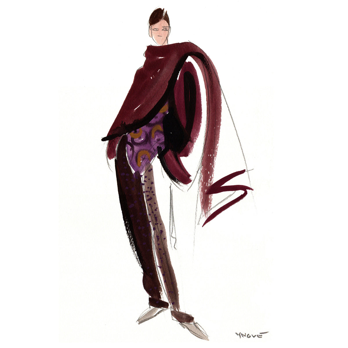 Siluett i burgundy-toner